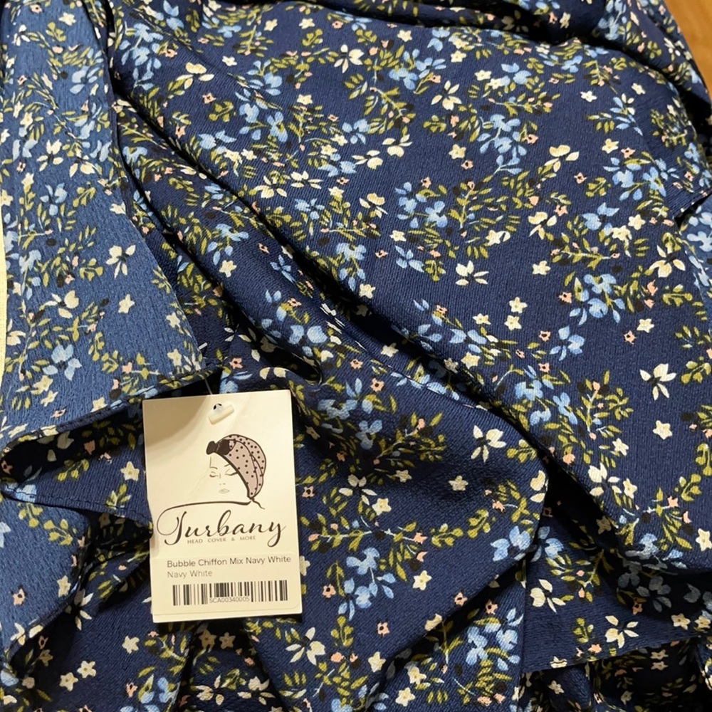 Bubble Chiffon Mix Navy White Scarf